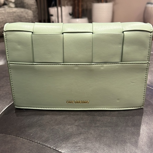 Like Dreams Woven Mint Green vegan leather with Gold chain crossbody strap - Picture 3 of 9